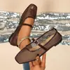 Zapatos planos de ballet transpirables huecos para mujer, zapatos planos elegantes de malla para mujer, Mary Janes, nuevos zapatos de primavera y verano, estilo francés suave, zapatos de vestir