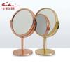 Venta al por mayor de fábrica espejo de maquillaje redondo de 4 pulgadas 100 unidades color oro rosa estilo coreano simple de escritorio de doble cara pequeño para tocador de escritorio