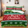 SHEIN juego de tres piezas para cama decoración de vacaciones de Navidad impresión digital decoración de dormitorio para el hogar juego de tres piezas para cama