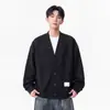 Chaqueta Cardigan Kunhai Pengyun Otoño Cuello en V para Hombre Color Sólido Simple Popular Retro Nuevo Holgado Top para Hombre de Moda
