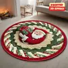 Tapete Redondo com Ilusão Visual 3D de Natal, Veludo Cristal, Decoração Criativa para Sala de Estar, Tapete com Atmosfera Festiva