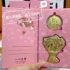 Pastel Corazón Dorado Cumpleaños 520 Día de San Valentín Set de Lujo Regalo para Novio/Novia con Ramo de Flores Caja de Regalo de Boda y Tarjeta de Felicitación