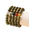 Pulsera de Sándalo Verde Natural de 8 mm para Mujer, Pulsera de Agarwood Green Ghost para Hombre, Cuentas de Madera, Estilo Retro Chino