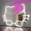 Amazon Gota de Agua Personalizada Creativa Espejo de Corazón Led Luz de Neón Gato Espejo de Maquillaje Espejo Acrílico Luz