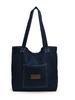 Bolso de hombro de lona vaquera para mujer, bolso de compras de gran capacidad, bolso de mano artístico de nicho, bolso informal japonés y coreano combinable con todo.
