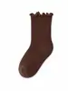 Suministro Directo de Fábrica Otoño EM878 Algodón Peinado Borde de Oreja de Madera Calcetines Cortos para Niños Estilo Coreano Sin Costuras Retro Calcetines para Niños