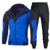 Sudadera con capucha y cremallera 2023 de color liso para hombre, conjunto de sudadera para otoño e invierno, conjunto casual deportivo de moda de dos piezas