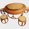 Tejido de Ratán Xishuangbanna Yunnan Dai Hecho a Mano Doble Capa Giratorio Mesa de Comedor de Restaurante de Bambú Mesa de Bambú Mesa de Ratán Silla de Ratán