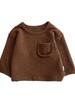 Camiseta base suave y cerosa Corea del Sur Niños Bolsillo pequeño Cuello redondo Color sólido Top casual Bebé Simple Para combinar con todo Camiseta de manga larga