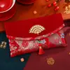 Bolsa Envelope Vermelho de Casamento Estilo Chinês de Luxo, Tamanho Grande, para Dinheiro de Presente de Casamento, Cerimônia do Chá e Presentes de Parabéns, Feita de Tecido de Brocado