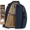 Popular chaqueta gruesa con solapas y forro polar genuino para hombre, adecuada para hombres de mediana edad y mayores, chaqueta de estilo casual de negocios, atuendo de papá