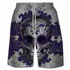 Shorts de Verão Europeu e Americano Série Caveira Impressão 3D Verão Soltos Calças de Praia Moda Casual Shorts Masculino
