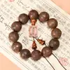 Pulseira de Huanghuali de Folha Grande Finamente Esculpida com Doze Caracteres Contas Budistas para Homens e Mulheres Estilo Étnico Presentes Atacado