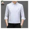 Novas Camisas Masculinas de Manga Longa, Estampadas de Alta Qualidade para Primavera e Outono, Camisas Masculinas Estampadas a Quente, Sem Costura, Alta Elasticidade, que Não Formam Bolinhas