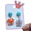 Conjunto de pendientes con clip para las orejas de unicornio para niñas, de resina, con dibujos animados de estilo europeo y americano.