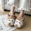 Chinelos de Gato Fofo e Macio Femininos de Inverno Quentes com Solado Macio Sapatos Pós-Parto Confortáveis para Interior Casa Chinelos de Algodão