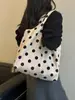 Bolso de hombro de lunares estilo coreano nuevo de primavera, bolso tote de lona para mujer de gran capacidad para el trabajo, simple, elegante, versátil y casual