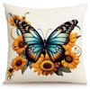 Funda de almohada de lino con diseño de mariposa, funda de almohada con estampado de girasol amarillo, funda de almohada decorativa para sofá del hogar transfronteriza