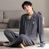 Pijama de Hombre para Otoño e Invierno, Manga Larga y Pantalón Largo, Engrosado y Cálido, Tacto de Alta Gama, Conjunto de Dos Piezas de Ropa de Casa Tallas Grandes