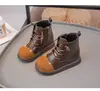 Botas infantis estilo retrô coreano com retalhos, botas estilo Martin femininas, nova coleção outono/inverno 2024, botinhas para meninas e meninos