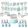 Decorações de Festa de Aniversário Tema Kiiroitori Usagi Banner Balões Redemoinhos Conjunto de Louça Descartável Arranjo