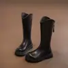 Botas Martin de Moda Versátiles para Niños 2026 Otoño/Invierno Nuevo Estilo Botas Largas de Suela Suave para Niños Mayores con Forro de Felpa Botas de Cuero Modernas
