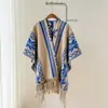 Xale de Cashmere Sintético de Alta Qualidade com Pintura a Tinta Estilo Chinês, Cachecol Quente Versátil para Viagens de Inverno, Manto Espessado