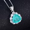 Collar de paraiba natural de imitación con explosiones en vivo de TikTok, pendientes de anillo de tesoro de color diamante verde claro, traje de triángulo grueso