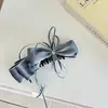 Pinza para el cabello de alta gama estilo coreano con lazo y cinta, estilo delicado, accesorio único para el cabello para mujeres