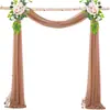 Decorações de Casamento Populares de Gaze Transfronteiriça para Arcos de Gramado ao Ar Livre, Cortinas de Arranjo de Casamento, Cortinas de Chiffon com Pérolas