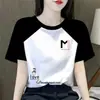 Camiseta de Manga Corta para Mujer de Comercio Exterior Transfronterizo, Nuevo Diseño de Verano, Empalme Único, Top Adelgazante, Camiseta