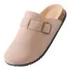 Chinelos Birkenstock Retrô Antiderrapantes de Cortiça com Solado Grosso Confortáveis e Leves Moda Outono e Inverno Versáteis Meio Chinelos de Dedo com Solado Plano para Mulheres