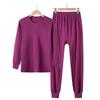 Ropa y Pantalones de Algodón Puro para Otoño para Mujeres de Mediana Edad y Adultas Mayores, Delgados, Cuello Redondo, Ropa Interior Térmica de Algodón, Suéter de Algodón de Cuello Medio-alto, Traje