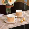 Conjunto de Xícara e Pires para Café de Porcelana Óssea Família H Criativa Xícara de Chá com Pires Doméstico Simples Cerâmica para Chá Perfumado Atacado Transfronteiriço