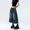 Shorts de mezclilla anchos de tres cuartos con efecto lavado y desgastado estilo retro americano para mujer, pantalones rectos de ocho cuartos versátiles y modernos para verano