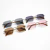 Gafas de sol sin montura que cambian de color con bordes cortados, estilo de negocios, protección UV, a la moda, adelgazantes, gafas de sol transfronterizas europeas y americanas