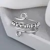 Anel Feminino com Design Único, Estilo Minimalista de Nicho, Cor Dourada, Anel Aberto Ajustável de Camada Dupla, Anel Anti-Estresse