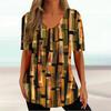Venda Direta de Fábrica Camiseta Feminina Listrada Azul Estampada Tie-Dye Vintage Manga Curta Moda Casual de Verão