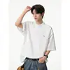 2026 Verano Nuevo Camiseta de Manga Corta para Hombre con Cuello Henley Waffle Bordado Línea Hasselblad Top de Alta Gama de Moda para Hombre