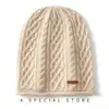 Cachecol 2026 Outono/Inverno Novo Feminino de Alta Qualidade Cor Sólida Flor Dupla Aran Quente Moda Casual Borda Dobrada Gorro de Tricô