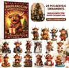 Calendario de Adviento Navideño Serie Vaca de las Tierras Altas 2026 Decoración de Árbol de Navidad Colgante Acrílico Caja Sorpresa