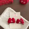 Excelente Pinza para el Cabello con Lazo Rojo Perla de Año Nuevo, Pinza Superior Dulce de Princesa, Accesorio para el Cabello Lazo para Coleta de Felicitaciones Festivas de Año Nuevo
