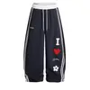 Comercio Exterior Transfronterizo de Amazon Carta Americana Corazón Pantalones Deportivos para Hombre y Mujer Hip-Hop Pierna Ancha Pantalones Casuales Sueltos