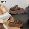 Sandálias Birkenstock Autênticas de Couro com Solado Plataforma para Mulheres, Bico Fechado, Slip-on, Uso Externo, Novidade Outono 2026, Slip-on de Um Passo, Aumenta Altura, Meia Chinelo