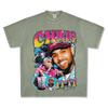 Camiseta de Manga Corta Estampada de Chris Brown Hip Hop Retro Americano Marrón Algodón Pesado Lavado Vintage Camiseta Moderna