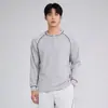 Camiseta de Manga Larga para Hombre con Cuello Henry, Textura Waffle y Diseño Color Block, Corte Holgado, Marca de Moda Otoñal, Venta al por Mayor de Fábrica