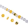 Accesorios DIY Puzuojiu Dorados con Arena que No se Desvanecen, con Diamantes, Mantra de Seis Caracteres, Cuentas de Barril de Flor, Pulsera de Aro Corredizo, Cuentas Espaciadoras para Collar