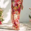2026 Novo Cruzamento Europeu e Americano Primavera/Verão Francês Casual Elegante Floral Gola Halter Sem Mangas Slim Vestido
