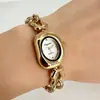 Relógio Feminino Oval de Quartzo, Estilo Casual Fashion, Pulseira de Corrente Integrada, Fornecedor Preferencial do Alibaba
