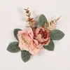 Pastel de Rosa Flor de Rosa Transfronterizo Arreglo Creativo de Eucalipto Color Caramelo Flor Artificial del Día de San Valentín Decoración de Silla para Fiesta